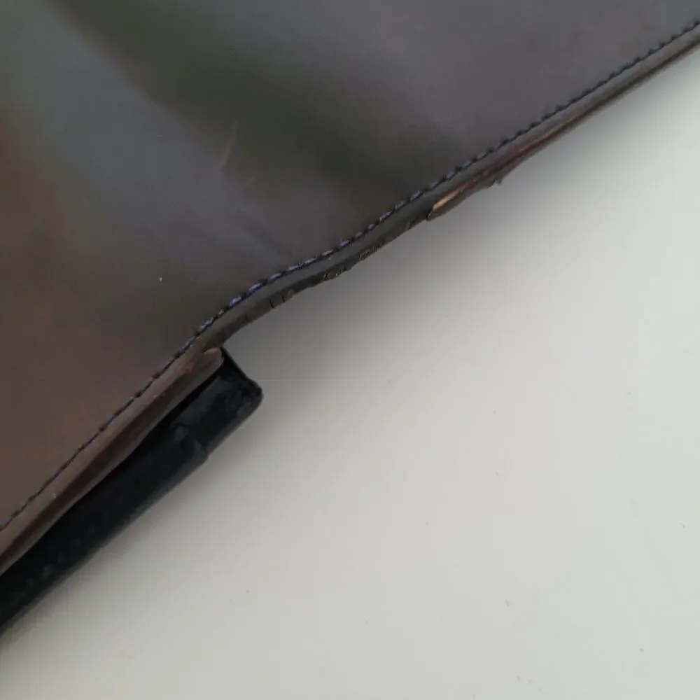 Paul Smith Designer Checkbook Card Bill Holder Wallet Brown Blue Bifold Leather